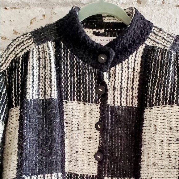 Vintage Doncaster Patchwork Wool Blend Jacket Coat Black & White Size M? - Picture 4 of 16